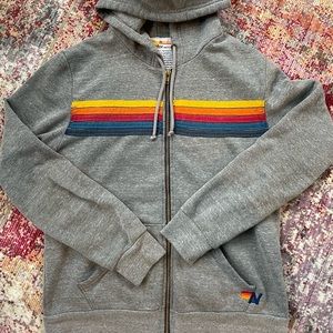Aviator Nation 5 Stripe Hoodie in Heather Gray